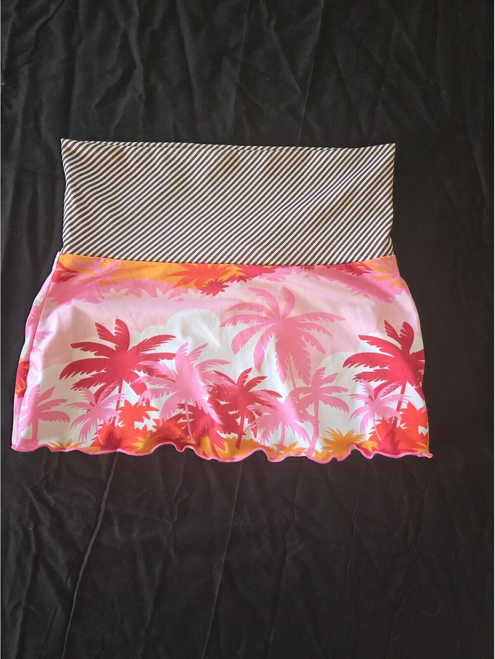 Deb Pink Tropical Print Mini Skirt with Striped Waistband Size 3